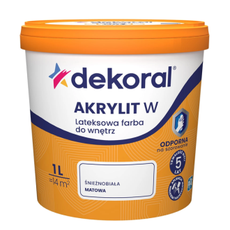 Farba Lateksowa Odporna na Szorowanie Biała  Dekoral AKRYLIT W 1L