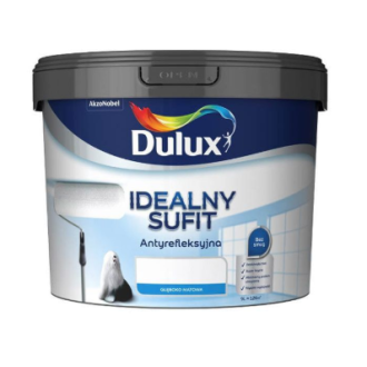 Farba DULUX Idealny Sufit Antyrefleksyjna Biała Głęboki Mat 9L