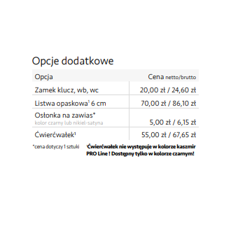 Drzwi wewnętrzne ramiakowe przylgowe Kaszmir PRO Line PRIMO BLACK 03 WC firmy KR CENTER