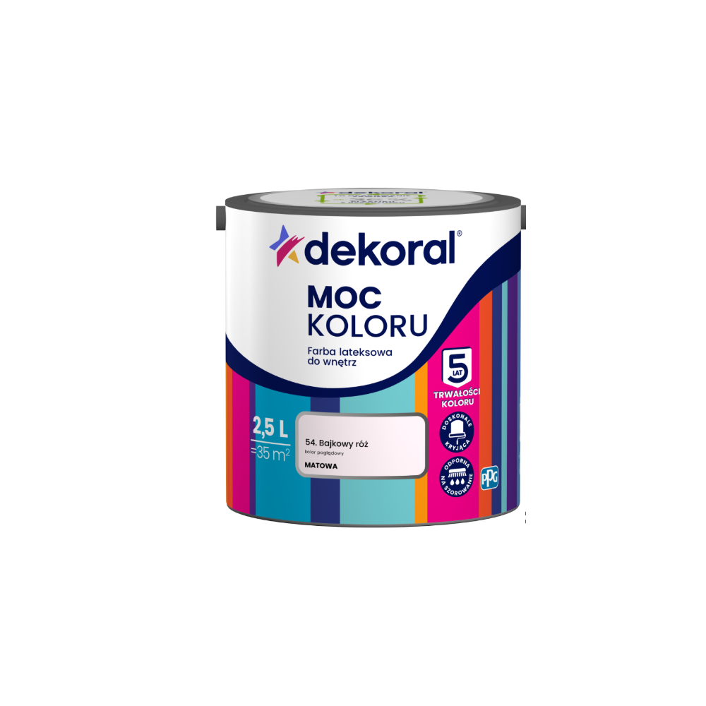 Farba plamoodporna lateksowa matowa Moc Koloru firmy Dekoral